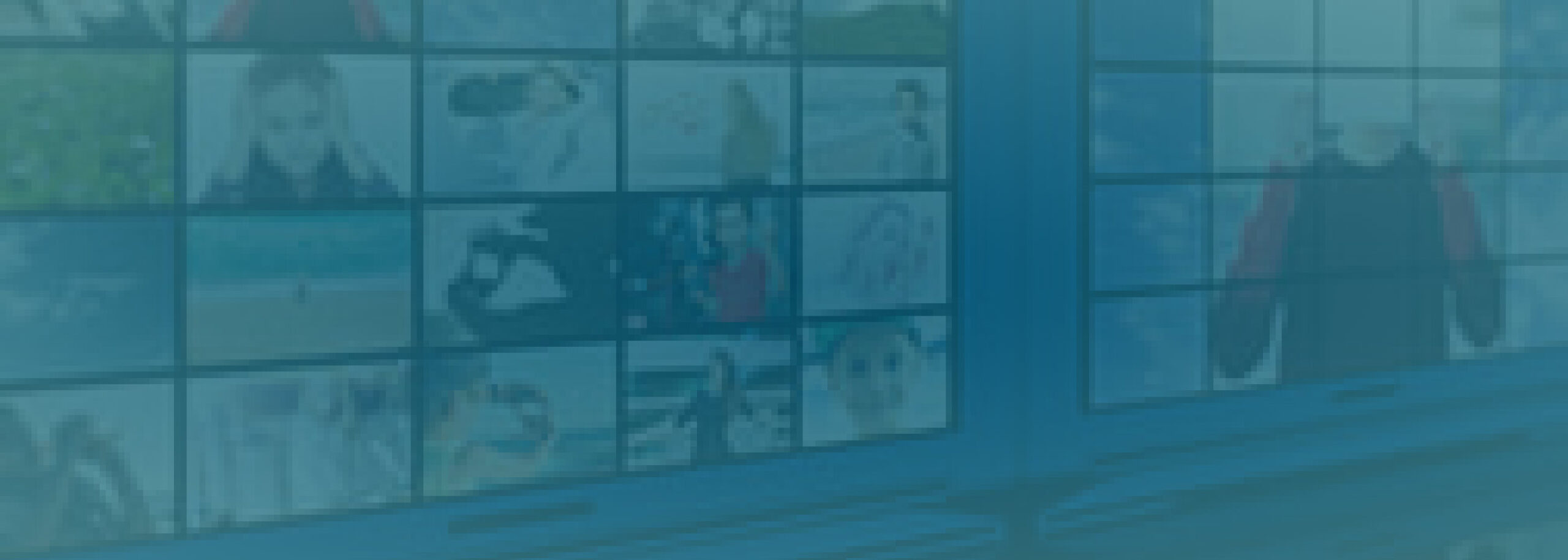 video screens with a dark teal overlay