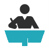 person at desk icon