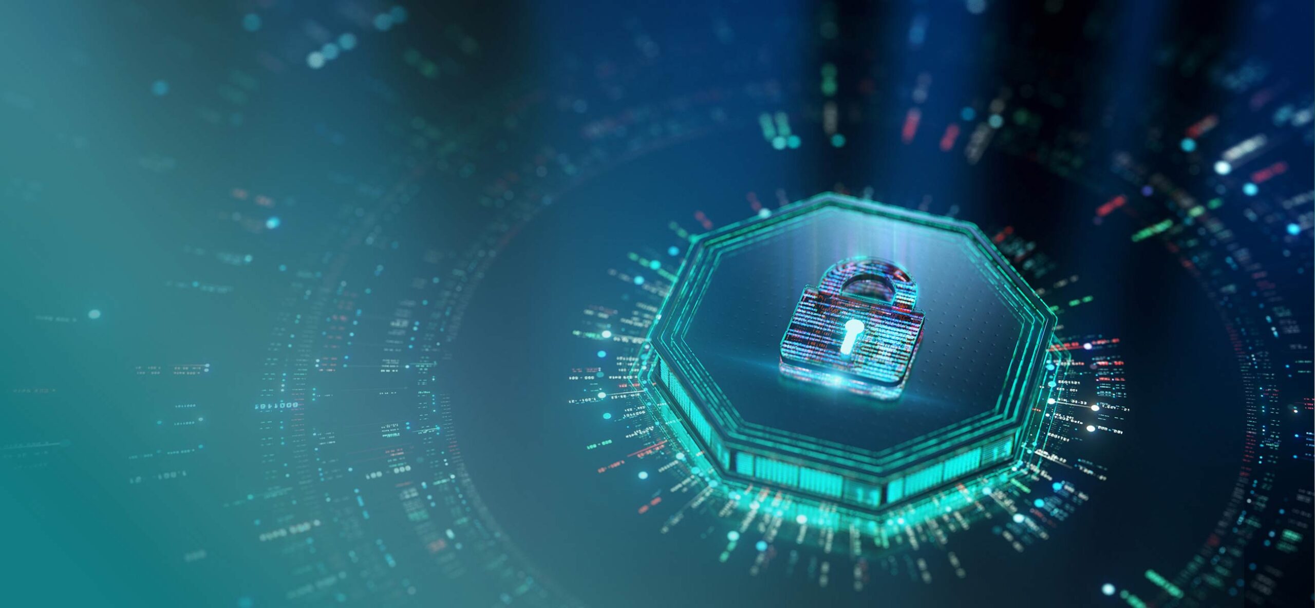 octagon button with a lock image on top with small colored code type